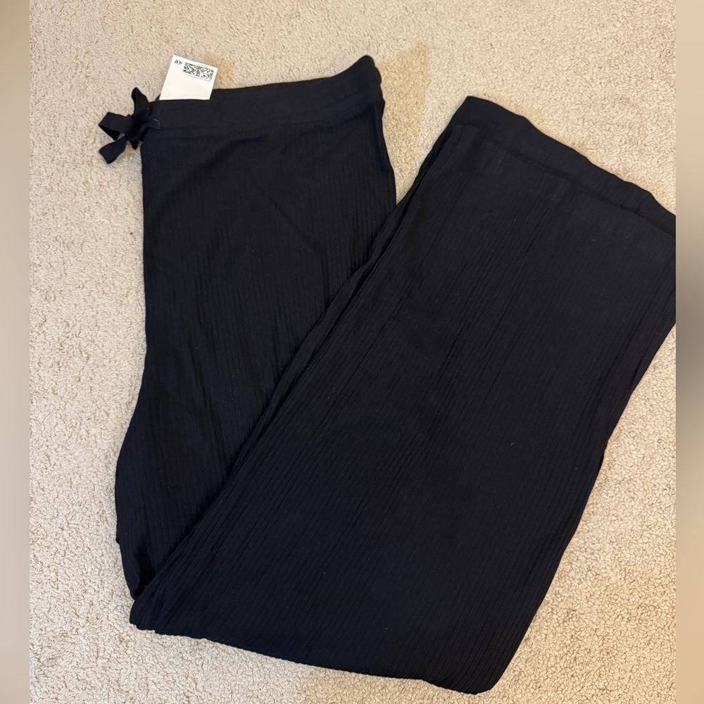 H&M Black Ribbed Trousers with Bow